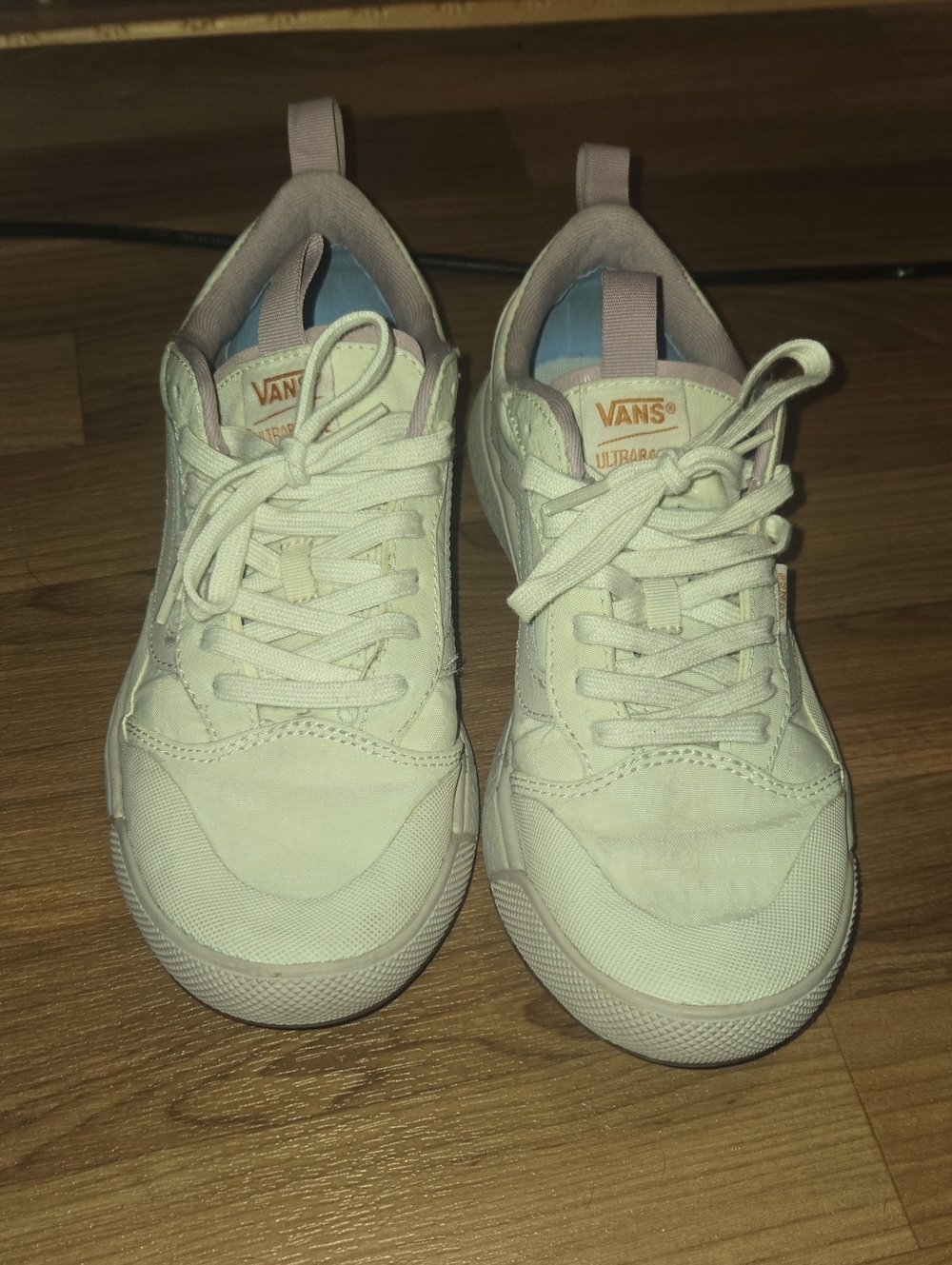 Vans Women’s Cream and Light Pink Ultracush Sneakers